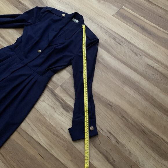 Alexander Julian Women’s Medium Jumpsuit Navy Blue Military Style 80’s Vintage - Picture 5 of 13